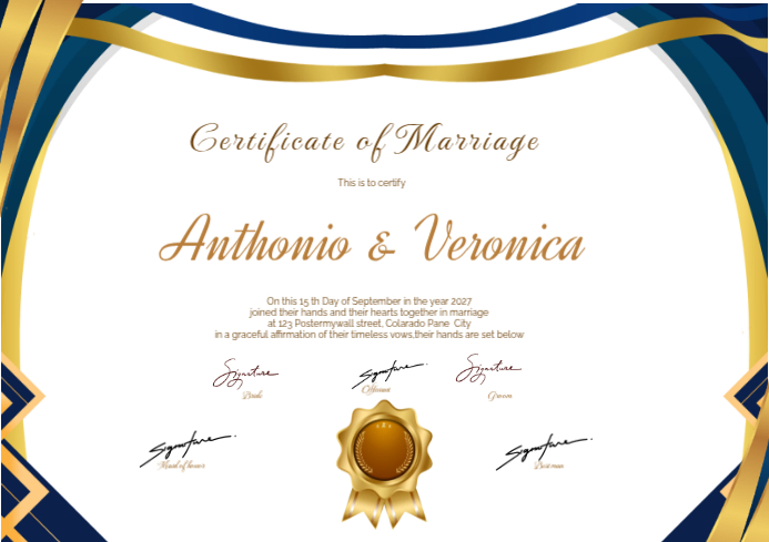 White professional marriage certificate a4 Template | PosterMyWall