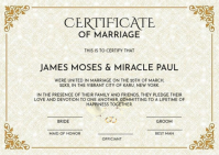 White Professional Marriage Certificate A6 template