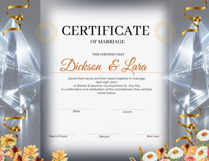 White Professional Marriage Certificate Flyer Template | PosterMyWall