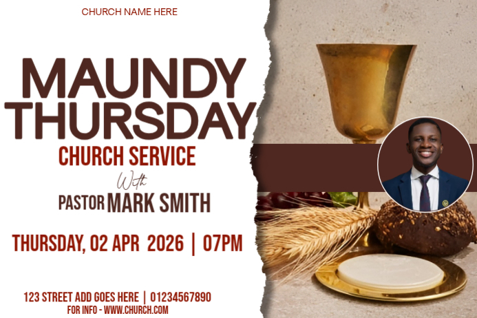 White Professional Maundy Thursday Church Service Poster Template ...