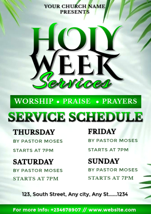 Holy Week Professional Copy of White Professional Maximalist Holy Week Services Schedule ...