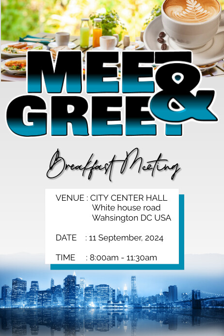 White Professional Meet & Greet Breakfast Cor Plakkaat template