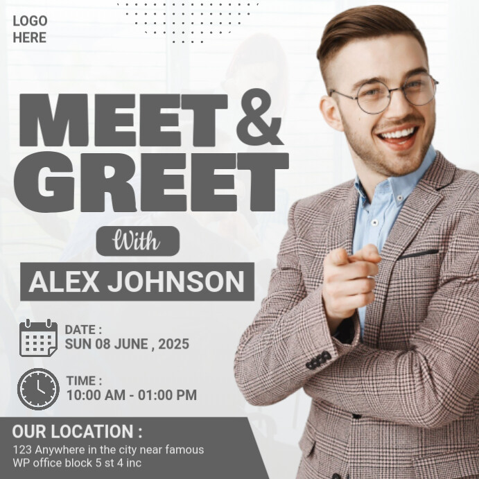Copy of White Professional Meet & Greet Instagram Post | PosterMyWall