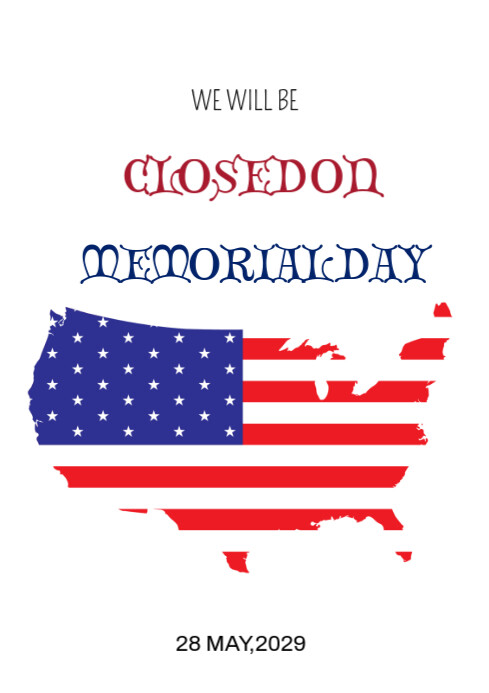 White Professional Memorial Day A4 Template | PosterMyWall