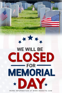 White Professional Memorial Day Closure | Holiday Notice Poster Video template