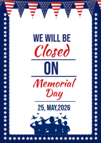 White Professional Memorial Day Closure A6 template