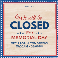 White Professional Memorial Day Closure Announcement Instagram Post template