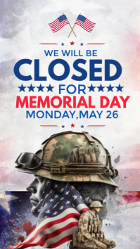 White Professional Memorial Day Closure Announcement Instagram Story template