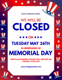 White Professional Memorial Day Closure Announcement Flyer 传单(美国信函) template