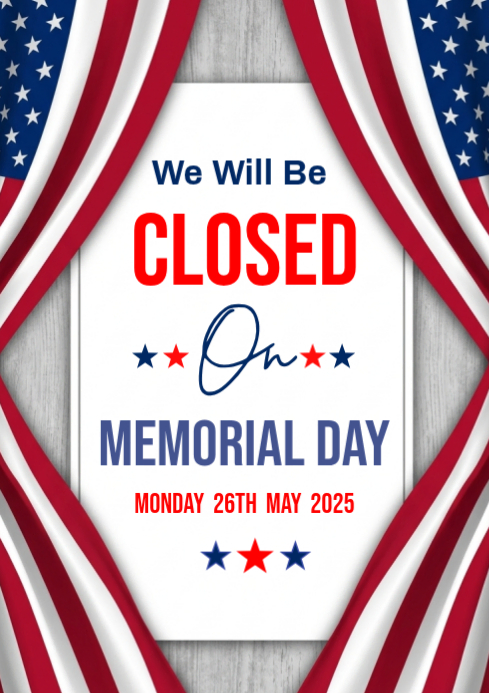 Memorial Day Closure Announcement Template | PosterMyWall