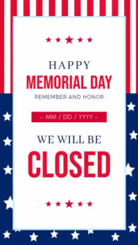 White Professional Memorial Day Closure Announcement Instagram Story Video template