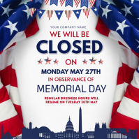 White Professional Memorial Day Closure Announcement Instagram Post template