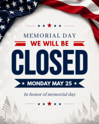 White Professional Memorial Day Closure Announcement Instagram Portrait template