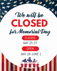 White Professional Memorial Day Closure Announcement Instagram Portrait template