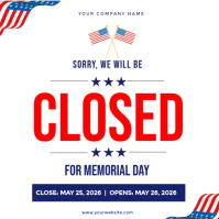 White Professional Memorial Day Closure Announcement Instagram Post template