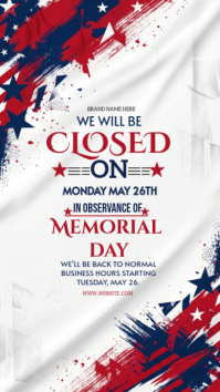 White Memorial Day Closure Announcement Instagram-Story Template