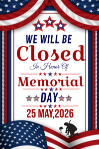 White Professional Memorial Day Closure Banner 4' × 6' template