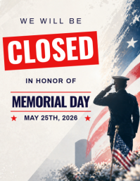 White Professional Memorial Day Closure Flyer template