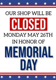 White Professional Memorial Day Closure Notice A4 template