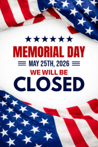 White Professional Memorial Day Closure Notice Poster template