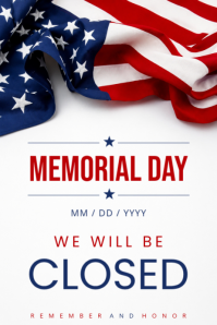 White Professional Memorial Day Closure Poster template