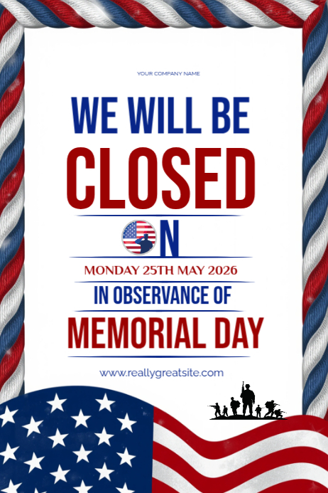 Memorial Day Closure Posters Template | PosterMyWall