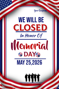 White Professional Memorial Day Closure Poster โปสเตอร์ template
