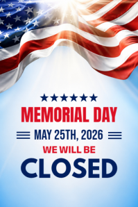 White Professional Memorial Day Closure Poster Affiche template