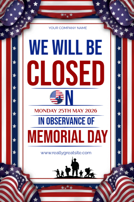 Memorial Day Closure Posters Template | PosterMyWall