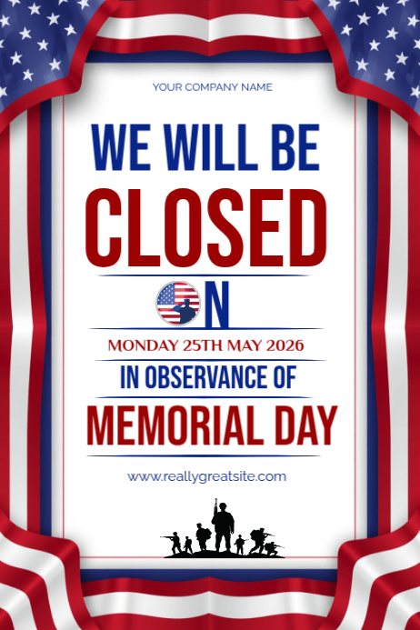 Memorial Day Closure Posters Template | PosterMyWall