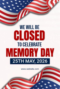 White Professional Memorial Day Closure Poster Video Plakat template