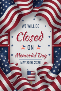 White Professional Memorial Day Closure Poster template