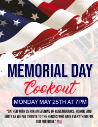 White Professional Memorial Day Cookout Flyer Iflaya (Incwadi ye-US) template