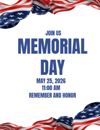 White Professional Memorial Day Event Flyer Løbeseddel (US Letter) template