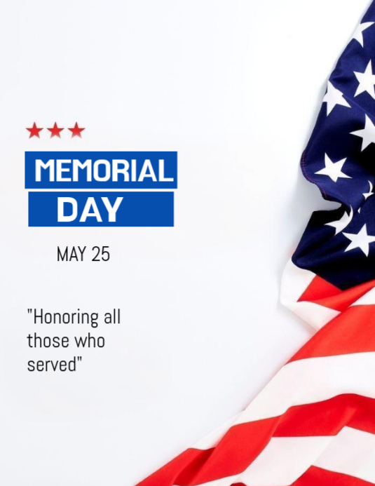 White Memorial Day Flyers Template | PosterMyWall
