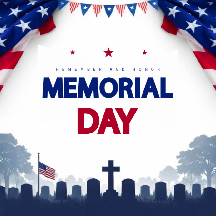 White Memorial Day Square Template | PosterMyWall