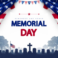 White Professional Memorial Day Square Квадрат (1 : 1) template