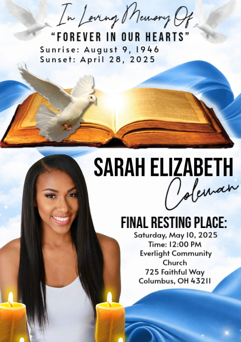 White professional memorial service a4 Template | PosterMyWall