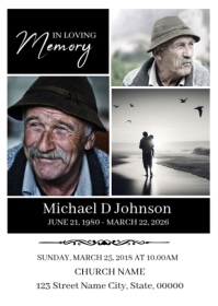 White Professional Memorial Service A6 template