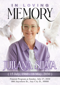 White Professional Memorial Service A6 template