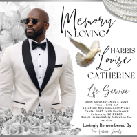 White Professional Memorial Service Instagram Post Instagram-opslag template