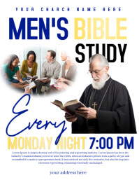 White Professional Men's Bible Study Flyer (us Letter) template