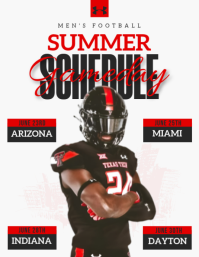 White Professional Men's Football Summer Schedule Flyer Volante (Carta US) template