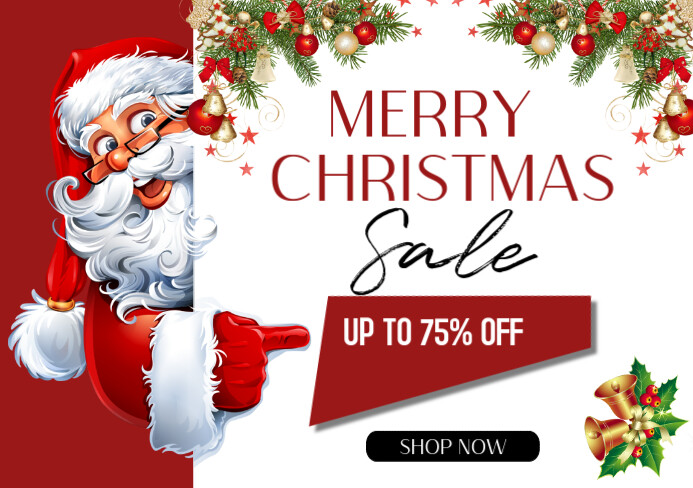 White Professional Merry Christmas Sale Poster Template A5
