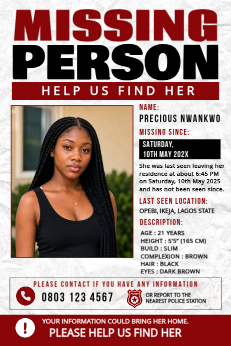 Missing Person Alert Posters Template | PosterMyWall