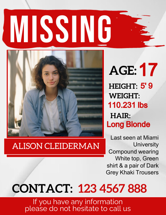 White Professional Missing Person Flyer (us L Template | PosterMyWall