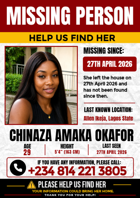 White Missing Person Alert A3 Template | PosterMyWall