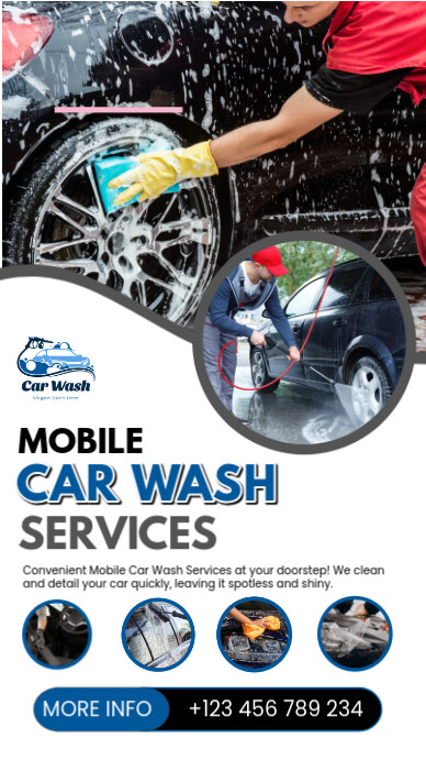 White Professional Mobile Car Wash Instagram Story Instagram-verhaal template