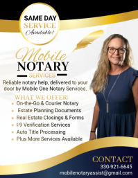 White Professional Mobile Notary Services Flyer Volante (Carta US) template