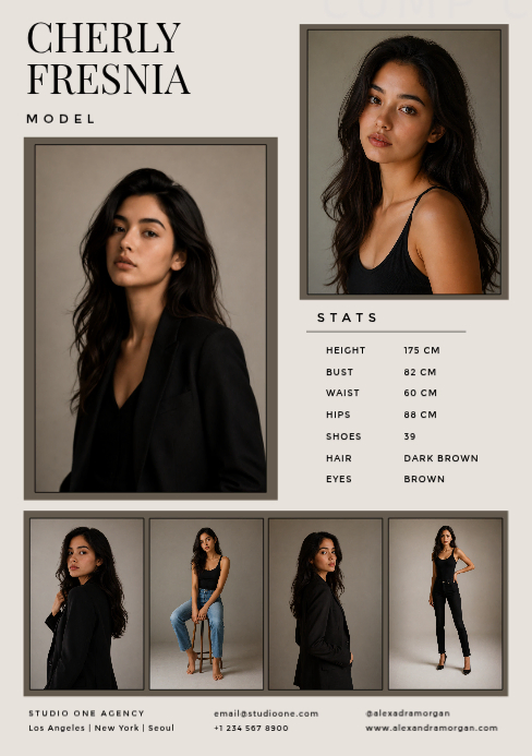White Model Comp Card A5 Template | PosterMyWall